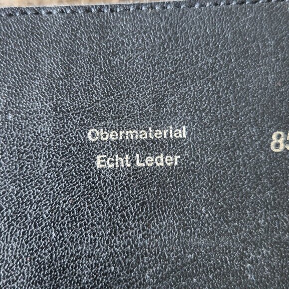 Vintage extra wide black leather gold hardware belt Sz S-M - Picture 10 of 11